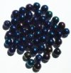 50 8mm Round Metallic Navy AB Glass Beads